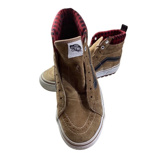 Vans MTE Brown Suede High-Top Sneakers*Plaid Lining*UltraCush Tech*Men 8.5*EUC - Picture 2 of 13